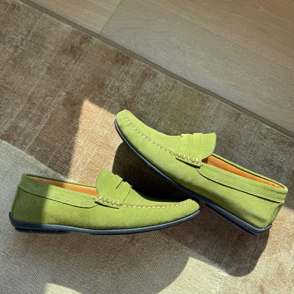 Austen Heller Slip On Driving Loafers Green Leather MENS Size 8.5 - Picture 6 of 6
